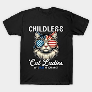 Childless Cat Ladies Kamala Harris 2024 Vote Blue T-Shirt